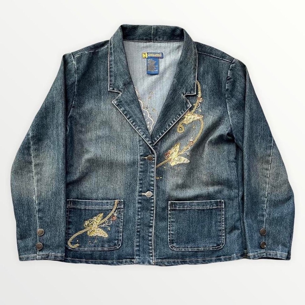 Y2k butterfly embroidered denim jacket